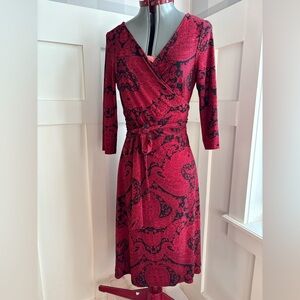 Elegant Red Lace Wrap Dress Size Medium